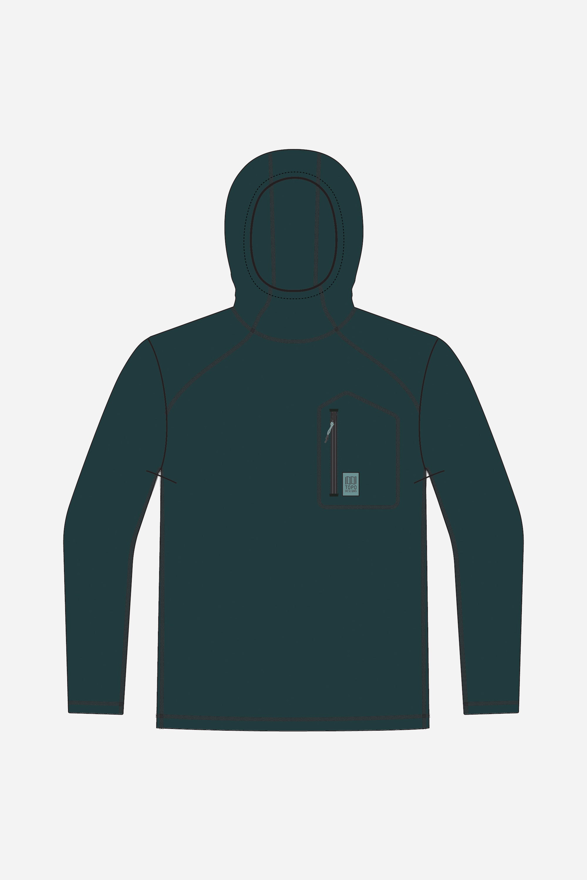 Sun Hoodie Mens Dark Pine