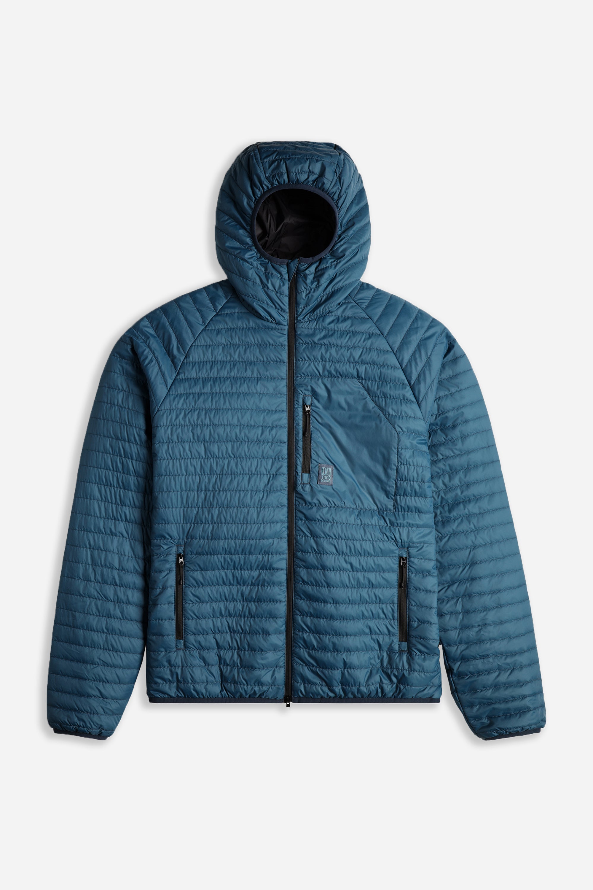 Global Puffer Hoodie Mens Pond Blue