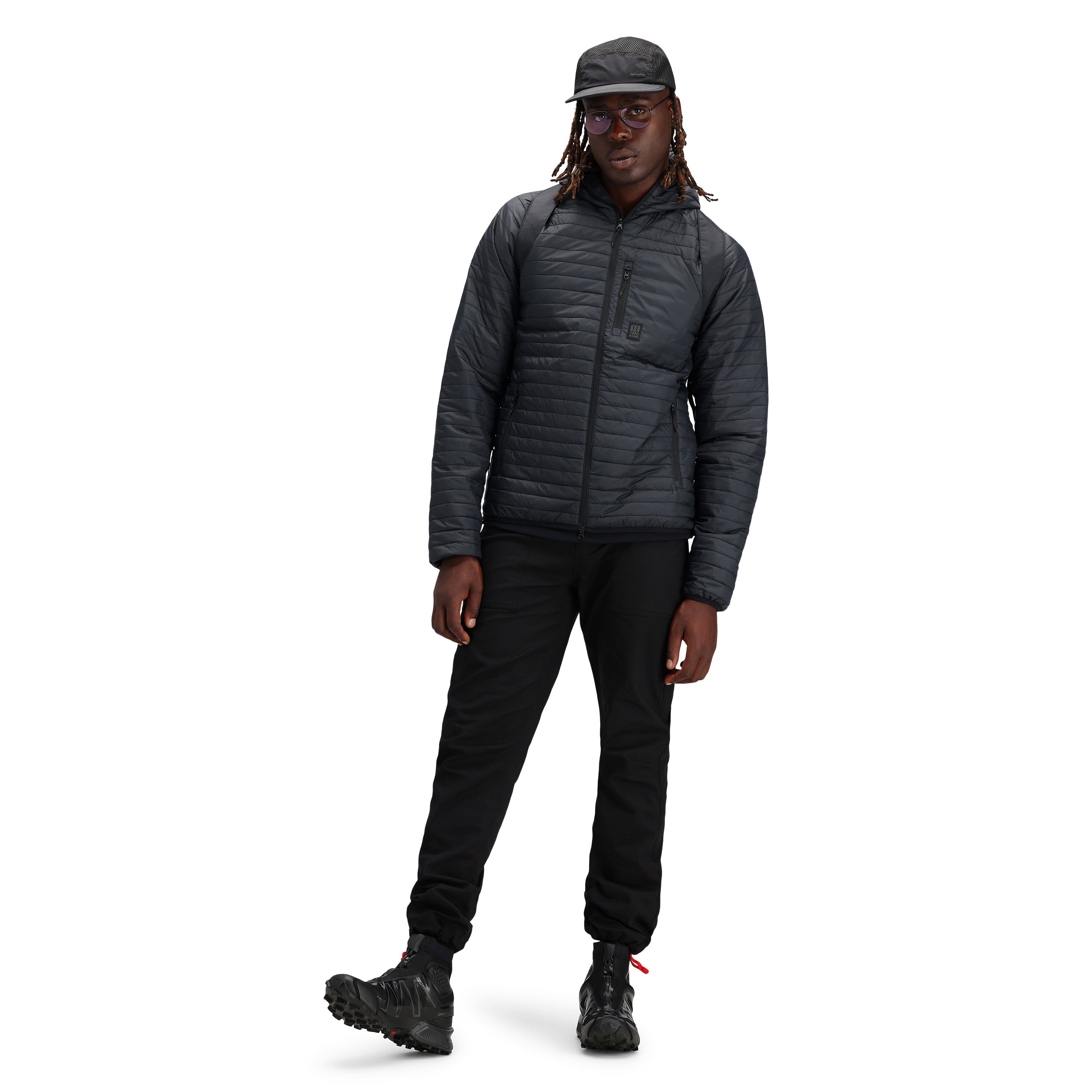 Global Puffer Hoodie Mens Black