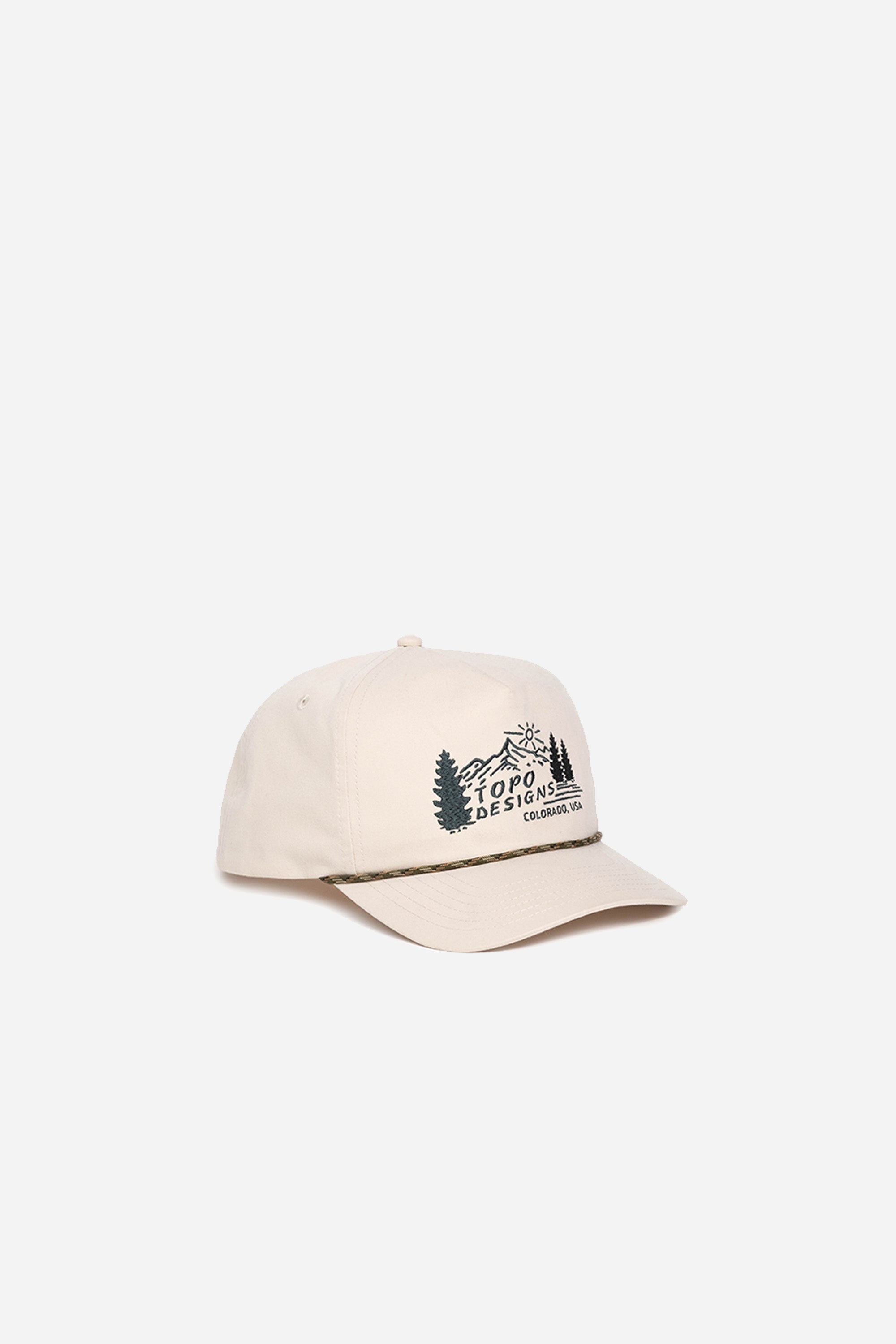 Twill Rope Cap Mountain Scene Bone White