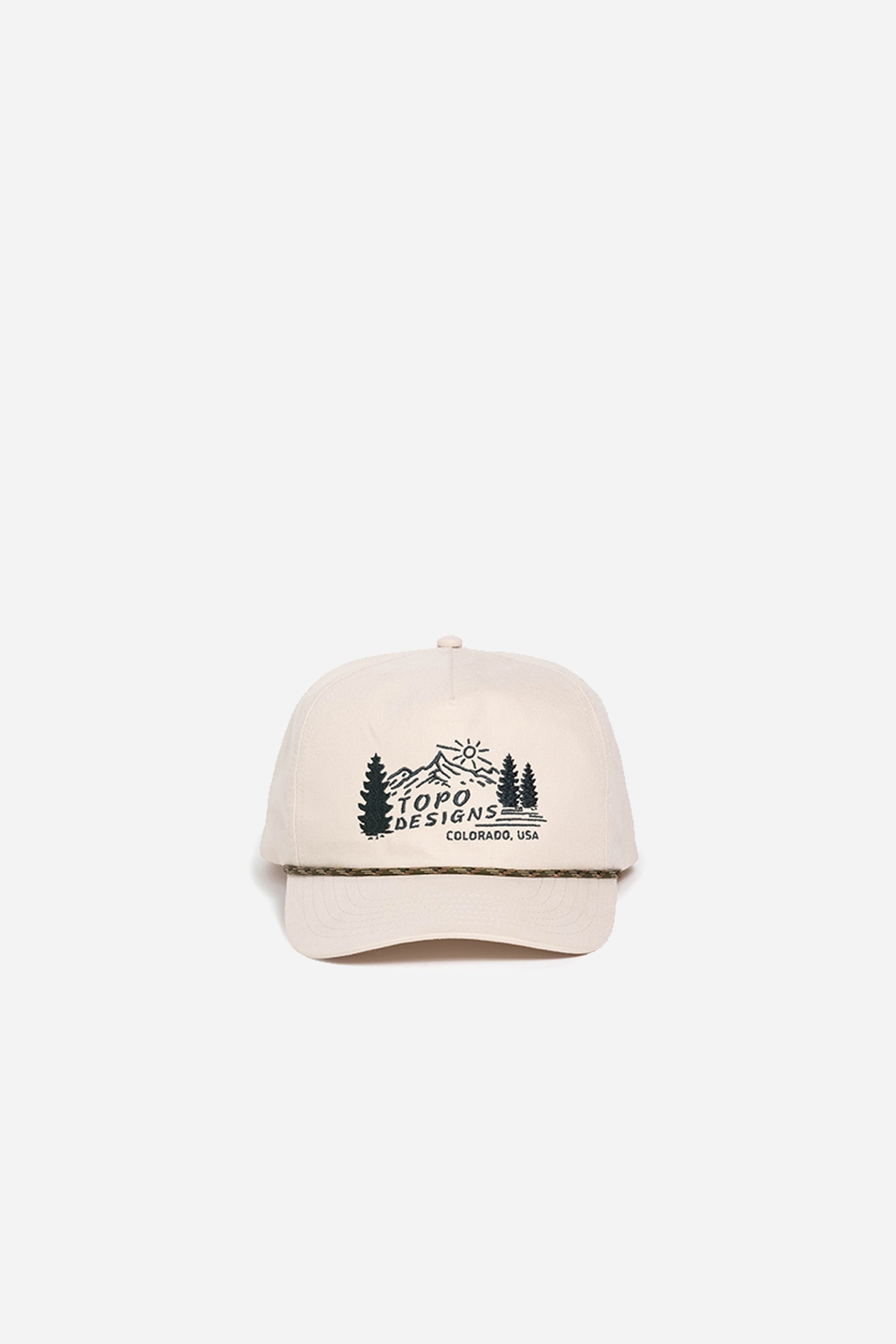Twill Rope Cap Mountain Scene Bone White