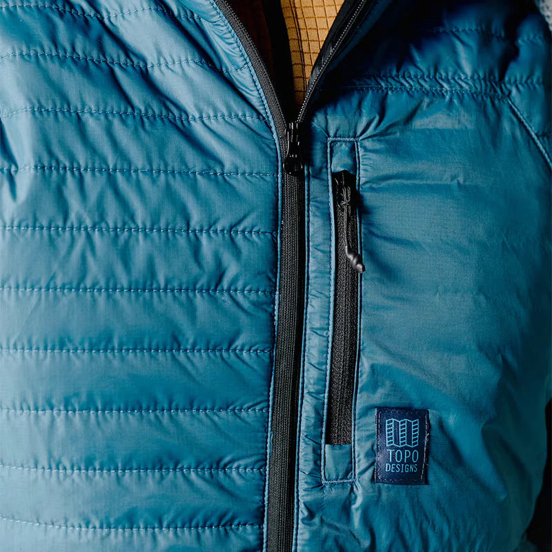 Global Puffer Hoodie Mens Pond Blue