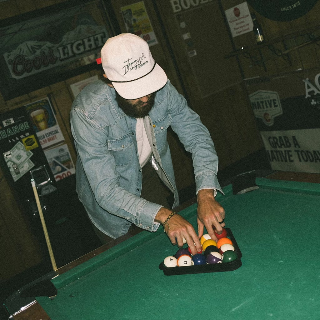 Corduroy Trucker Hat Topo Script Bone White