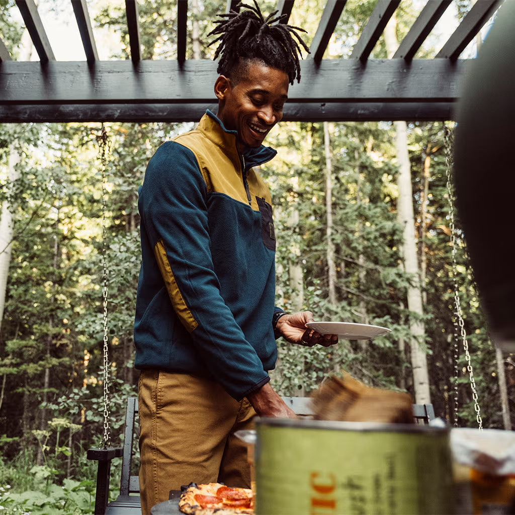 Vista 1/4 Zip Lightweight Fleece Mens Oatmeal/Pond Blue