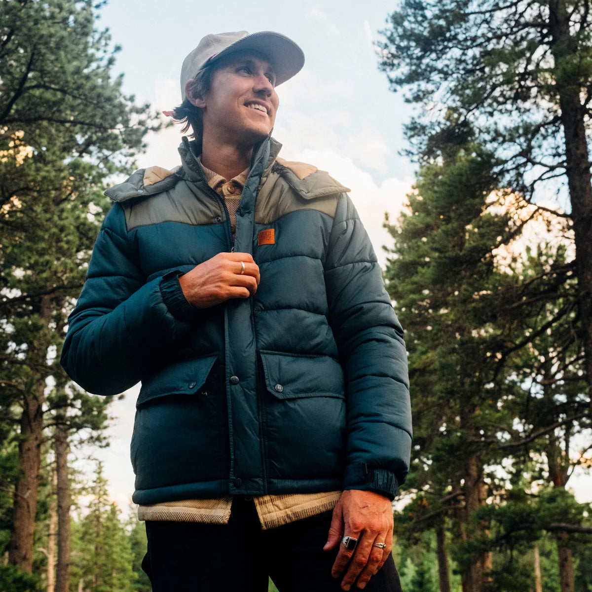 Retro Ridge Puffer Jacket Mens Pond Blue/Beetle