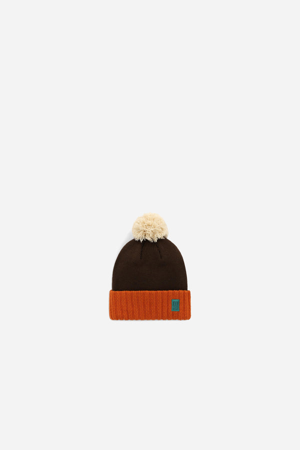 Pompom Beanie Clay/Chocolate