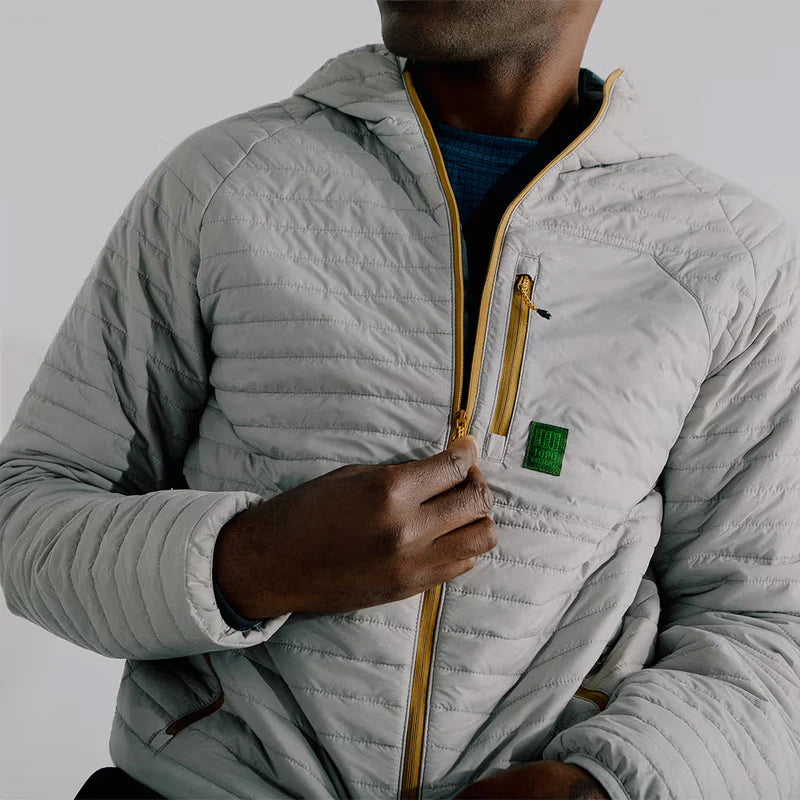 Global Puffer Hoodie Mens Pond Blue