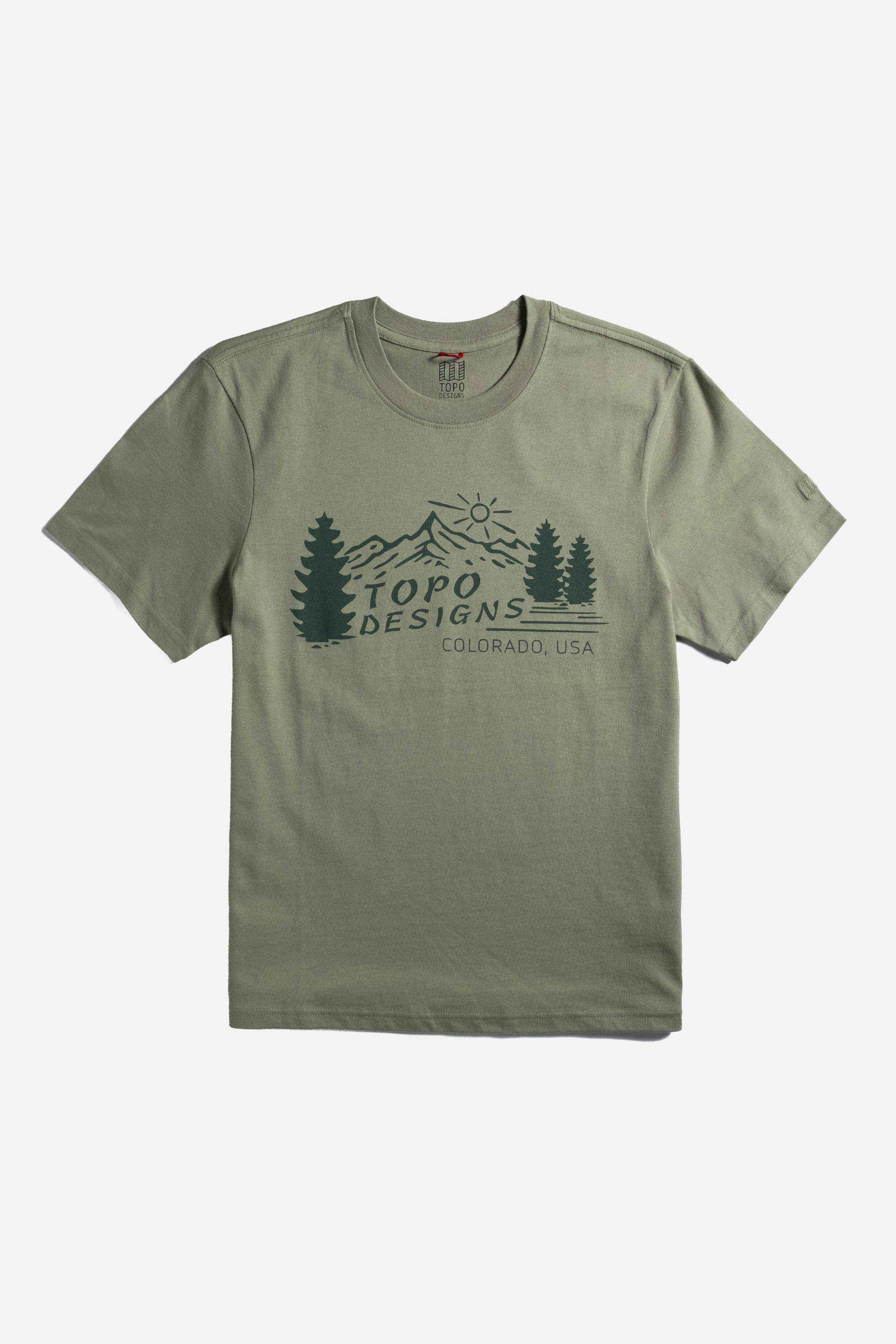 Mountain Scene Tee Mens Oil Green